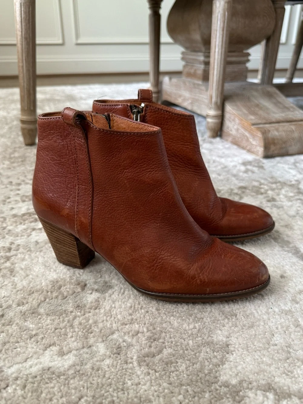 Madewell Billie Tan Leather Ankle Boots